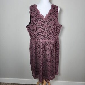 Rickis Lace Dress Womens 16 Mauve Purple Sleeveless V-Neck Event Wedding Guest